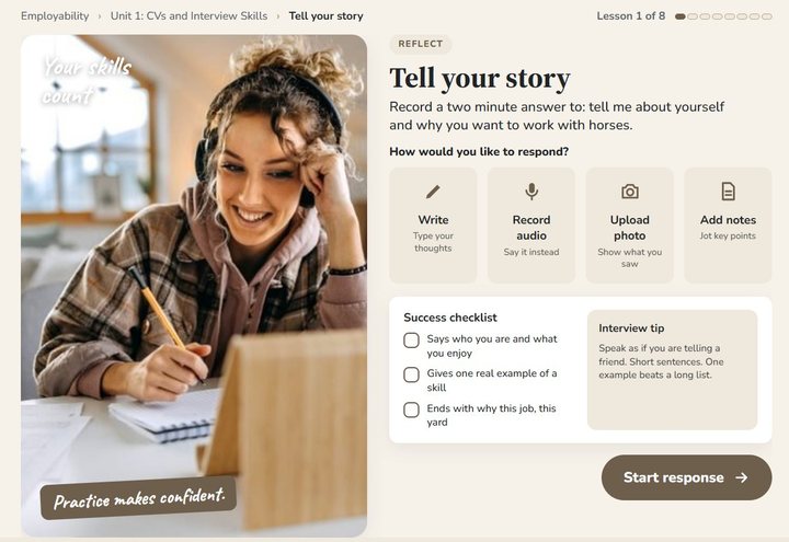 Ages 16 to 17 reflection screen: tell your story