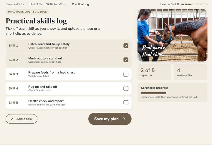 Ages 16 to 17 practical skills log